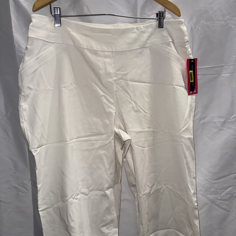 Westbound Womens Size 20W White Stretch Pull On Mid Rise Casual Crop Capri Pants
